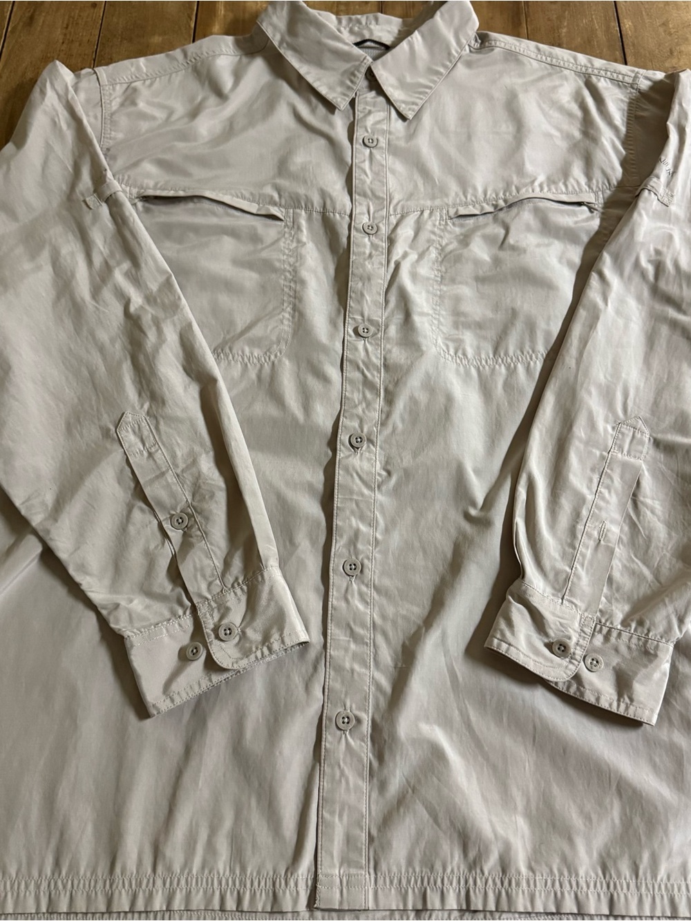 Columbia Titanium Mens XXL Beige Long Sleeve Utility Button Up Shirt